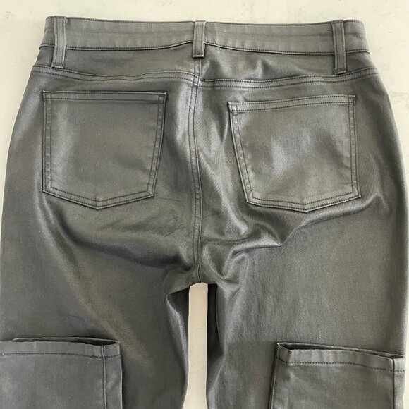 Eileen Fisher 5 Pocket Sleek Coated Waxed Organic Cotton Skinny Jeans Black 8 - Picture 7 of 13